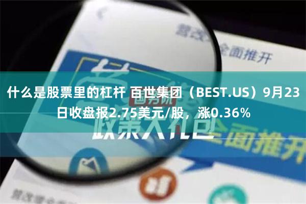 什么是股票里的杠杆 百世集团（BEST.US）9月23日收盘报2.75美元/股，涨0.36%